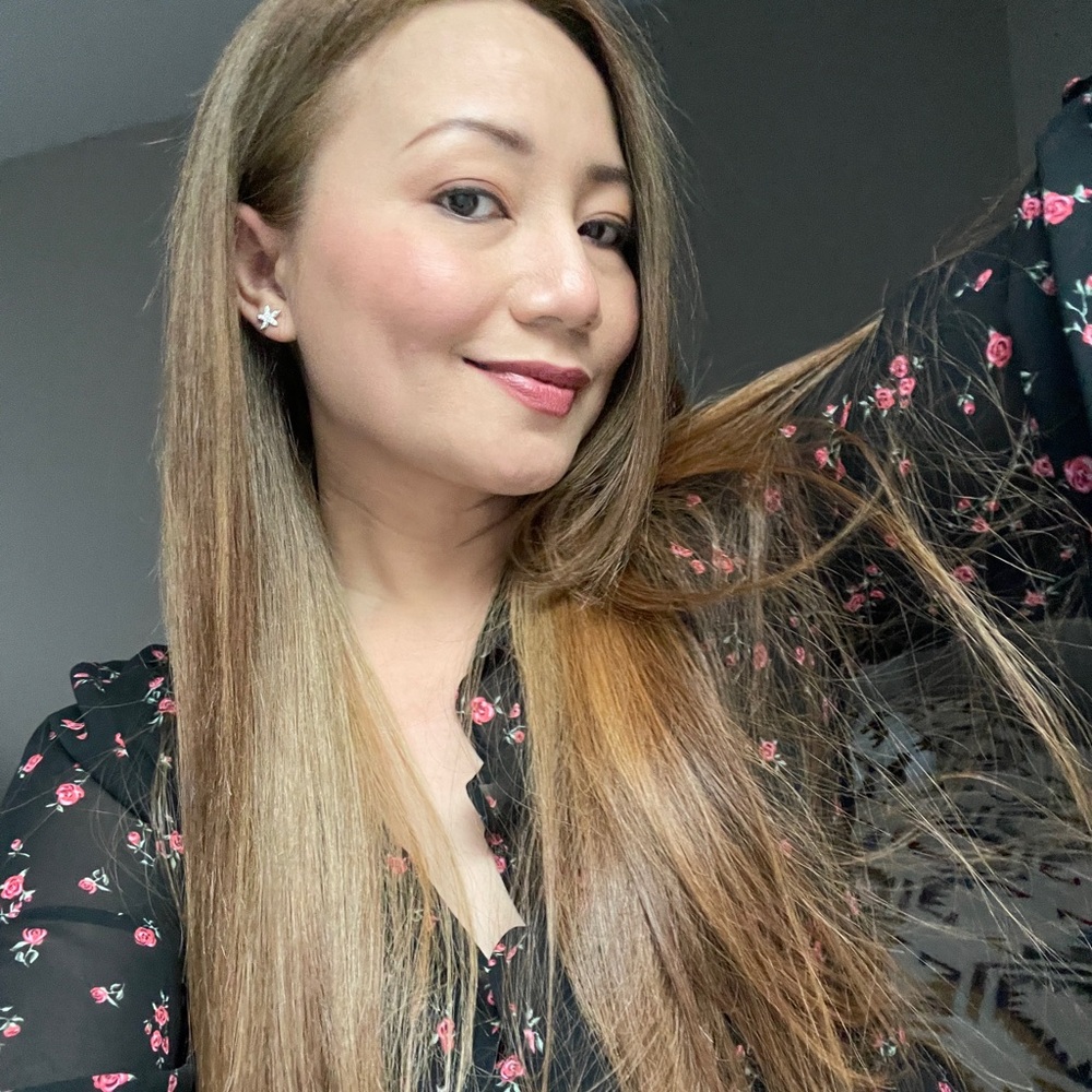H&M Black Top with Red Floral Pattern